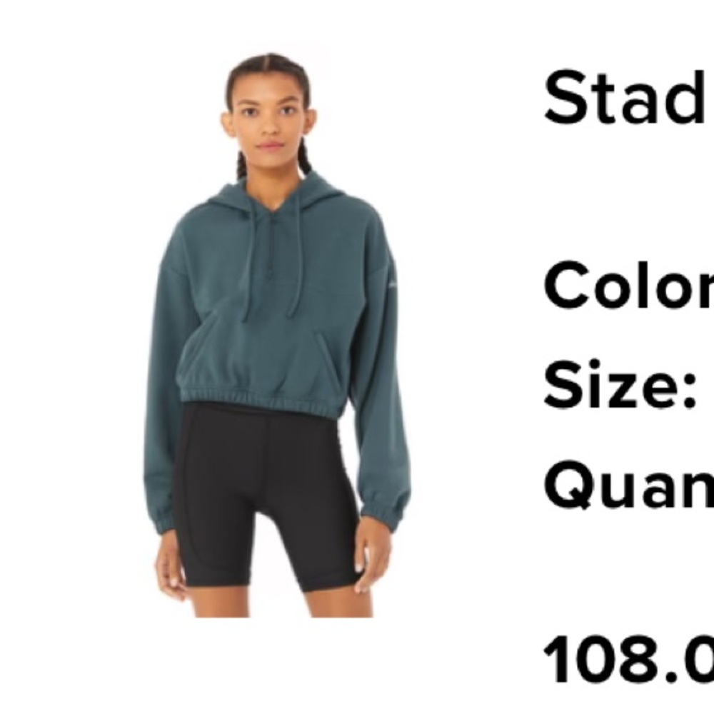 ALOYoga Women’s Turquoise Cropped Hoodie